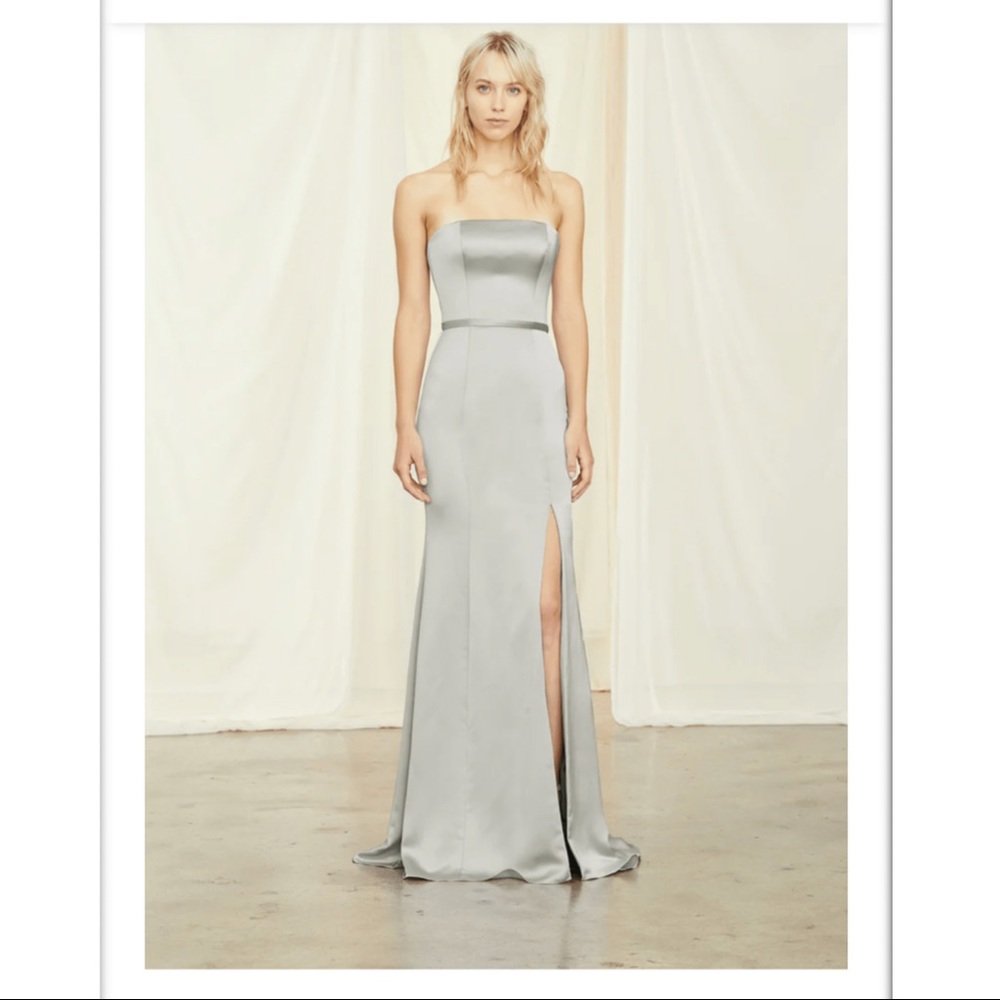 Amsale strapless satin gown